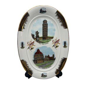 Vintage Mitterteich Bavaria West Germany Pisa Italy Souvenir Oval Platter 14"